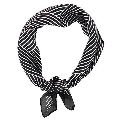 CTM Women's Geometric Stripe Pattern Silky Square Scarf