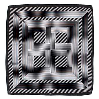 CTM Women's Geometric Stripe Pattern Silky Square Scarf