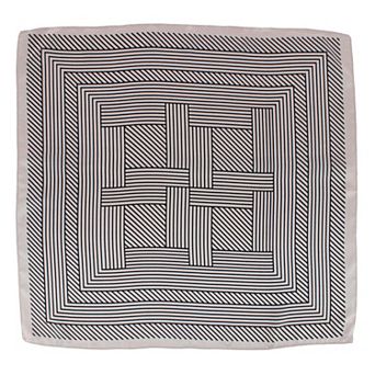 CTM Women's Geometric Stripe Pattern Silky Square Scarf