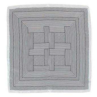 CTM Women's Geometric Stripe Pattern Silky Square Scarf