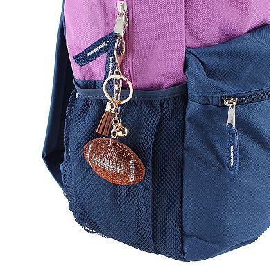 CTM Women's Rhinestone Football with Tassel Bag Charm & Key Chain