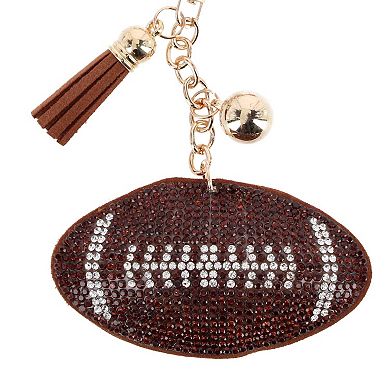 CTM Women's Rhinestone Football with Tassel Bag Charm & Key Chain