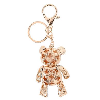 CTM Women's Rainbow Rhineston Teddy Bear Bag Charm & Keychain