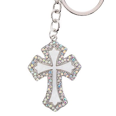 CTM Women's Rhinestone Embellished Cross Bag Charm & Key Chain