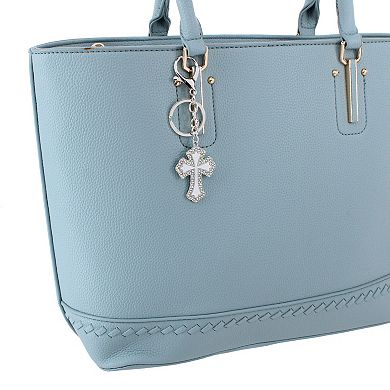 CTM Women's Rhinestone Embellished Cross Bag Charm & Key Chain