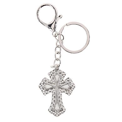 CTM Women's Rhinestone Embellished Cross Bag Charm & Key Chain