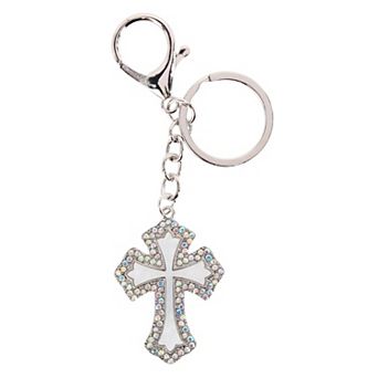 CTM Women's Rhinestone Embellished Cross Bag Charm & Key Chain