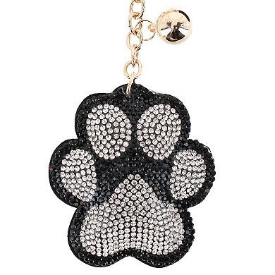 CTM Women's Rhineston Dog Paw Bag Charm & Key Chain