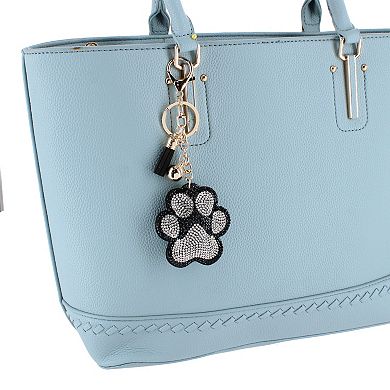 CTM Women's Rhineston Dog Paw Bag Charm & Key Chain