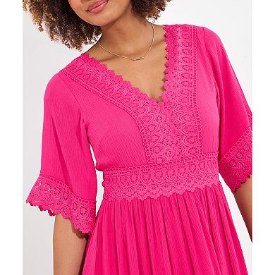 Joe Browns Women's Plus Size Crochet Trim Boho Midi Dress