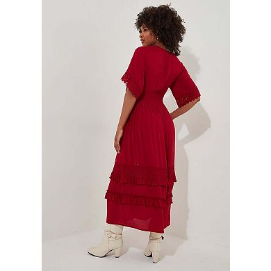 Joe Browns Women's Plus Size Crochet Trim Boho Midi Dress