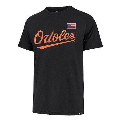 Men's '47 Black Baltimore Orioles Heritage U.S. Flag T-Shirt