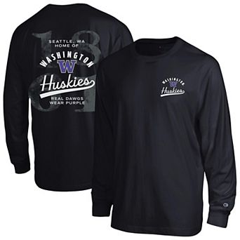 Men's Champion Black Washington Huskies Laminated All-Star Long Sleeve T-Shirt