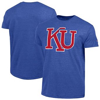 Men's Champion Royal Kansas Jayhawks Vintage Triumph Tri-Blend T-Shirt