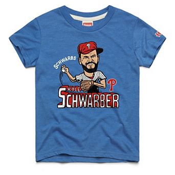 Youth Homage Kyle Schwarber Royal Philadelphia Phillies Caricature Tri-Blend T-Shirt