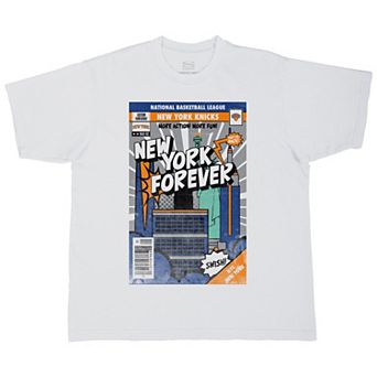 Unisex Stadium Essentials White New York Knicks Comic Book Cover Boxy T-Shirt