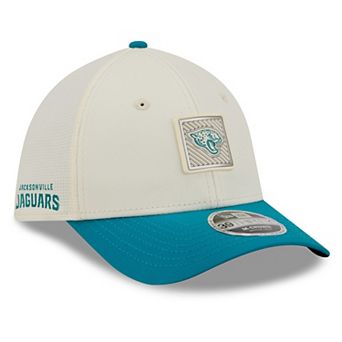 Men's New Era Cream/Teal Jacksonville Jaguars 2026 NFL Training Camp 39THIRTY Flex Hat