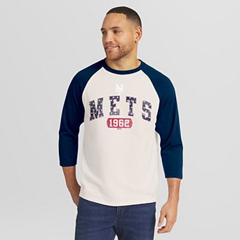 Men's Darius Rucker Collection by Fanatics Cream/Navy New York Mets Americana 3/4-Sleeve Raglan T-Shirt