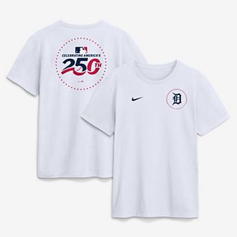 Men's Nike White Detroit Tigers Celebrating America's 250th Logo T-Shirt
