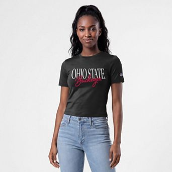 Women's Champion Black Ohio State Buckeyes Athletic Soft-Touch Fitted T-Shirt