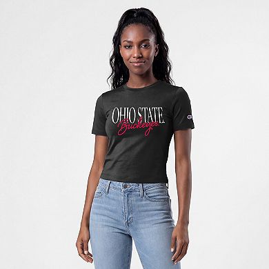 Women's Champion Black Ohio State Buckeyes Athletic Soft-Touch Fitted T-Shirt