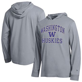 Men's Champion Heather Gray Washington Huskies High Motor All-Star Long Sleeve Hooded T-Shirt