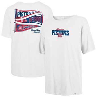 Women's '47 White Detroit Pistons Bow and Banner Sadie T-Shirt