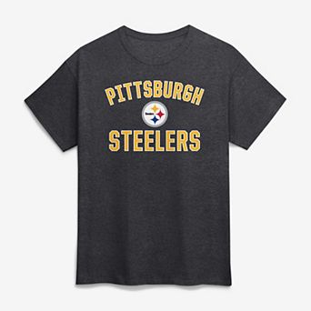 Men's Logo Athletic Charcoal Pittsburgh Steelers Cotton Victory Arch T-Shirt