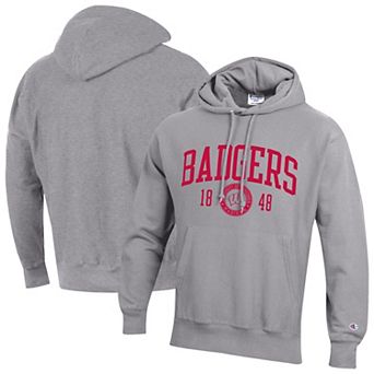 Men's Champion Heather Gray Wisconsin Badgers Established Reverse Weave Hoodie