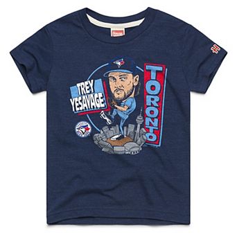 Youth Homage Trey Yesavage Navy Toronto Blue Jays Caricature Tri-Blend T-Shirt