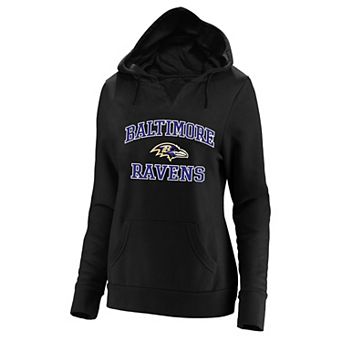 Women's Fanatics Black Baltimore Ravens Plus Size Heart & Soul V-Neck Hoodie