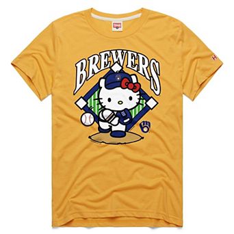 Unisex Homage Gold Milwaukee Brewers Hello Kitty Tri-Blend T-Shirt