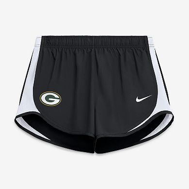 Women's Nike Black Green Bay Packers Tempo Mid-Rise Dri-FIT Shorts