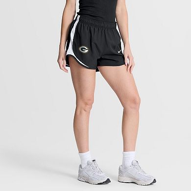 Women's Nike Black Green Bay Packers Tempo Mid-Rise Dri-FIT Shorts