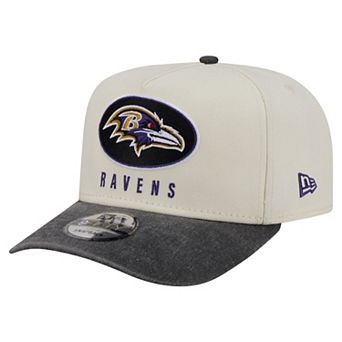 Men's New Era Cream/Black Baltimore Ravens Washed A-Frame 9FIFTY Snapback Hat
