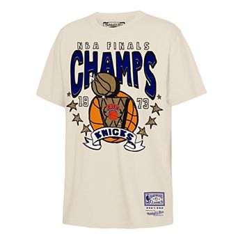Youth Mitchell & Ness Natural New York Knicks 1973 NBA Finals Champions Hardwood Classics History T-Shirt