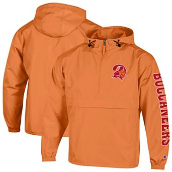 Men's Champion Orange Tampa Bay Buccaneers Packable Hooded Windbreaker Half-Zip Jacket