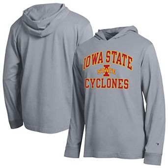 Men's Champion Heather Gray Iowa State Cyclones High Motor All-Star Long Sleeve Hooded T-Shirt