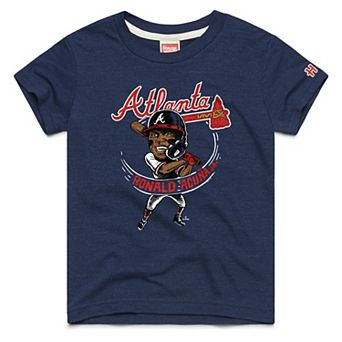 Youth Homage Ronald Acu̱a Jr. Navy Atlanta Braves Caricature Tri-Blend T-Shirt