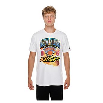 Men's New Era White New York Knicks Lifestyle Capsule Basketball on Fire T-Shirt