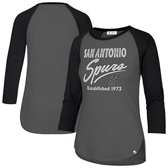 Women's '47 Gray San Antonio Spurs High Rise Frankie Raglan Long Sleeve T-Shirt