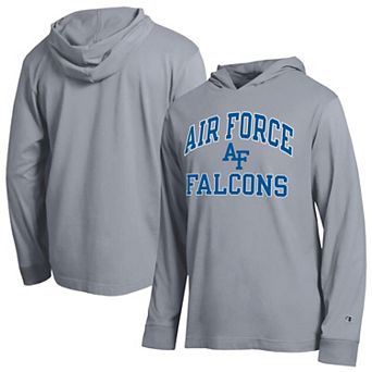 Men's Champion Heather Gray Air Force Falcons High Motor All-Star Long Sleeve Hooded T-Shirt