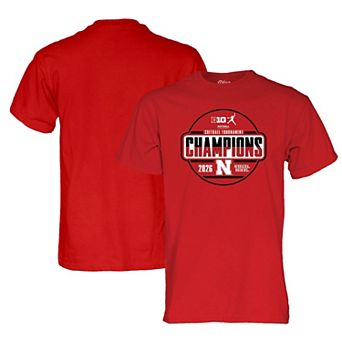 Unisex Blue 84 Scarlet Nebraska Huskers 2026 Big Ten Softball Tournament Champions Locker Room T-Shirt
