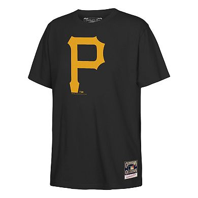 Youth Mitchell & Ness Black Pittsburgh Pirates Retro Logo T-Shirt