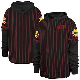 Men's '47 Black Houston Rockets Throwback Pinstripe Double Header Hoodie