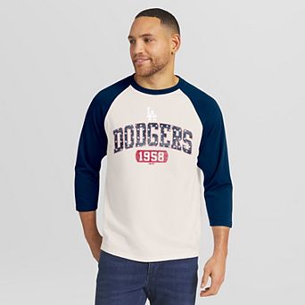 Men's Darius Rucker Collection by Fanatics Cream/Navy Los Angeles Dodgers Americana 3/4-Sleeve Raglan T-Shirt