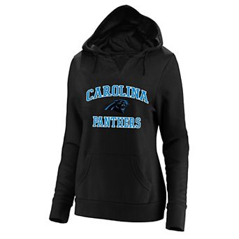 Women's Fanatics Black Carolina Panthers Plus Size Heart & Soul V-Neck Hoodie