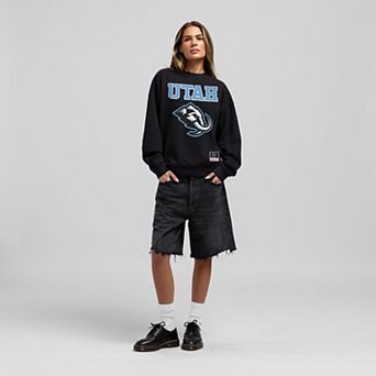 Women's Mitchell & Ness Black Utah Mammoth Core Oversized Sweatshirt