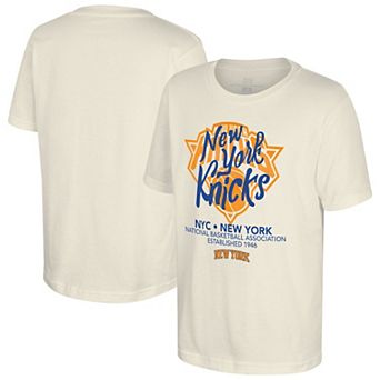 Youth Stadium Essentials Natural New York Knicks Wallscript T-Shirt