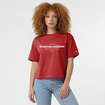 Women's Champion Crimson Oklahoma Sooners Home Wordmark T-Shirt